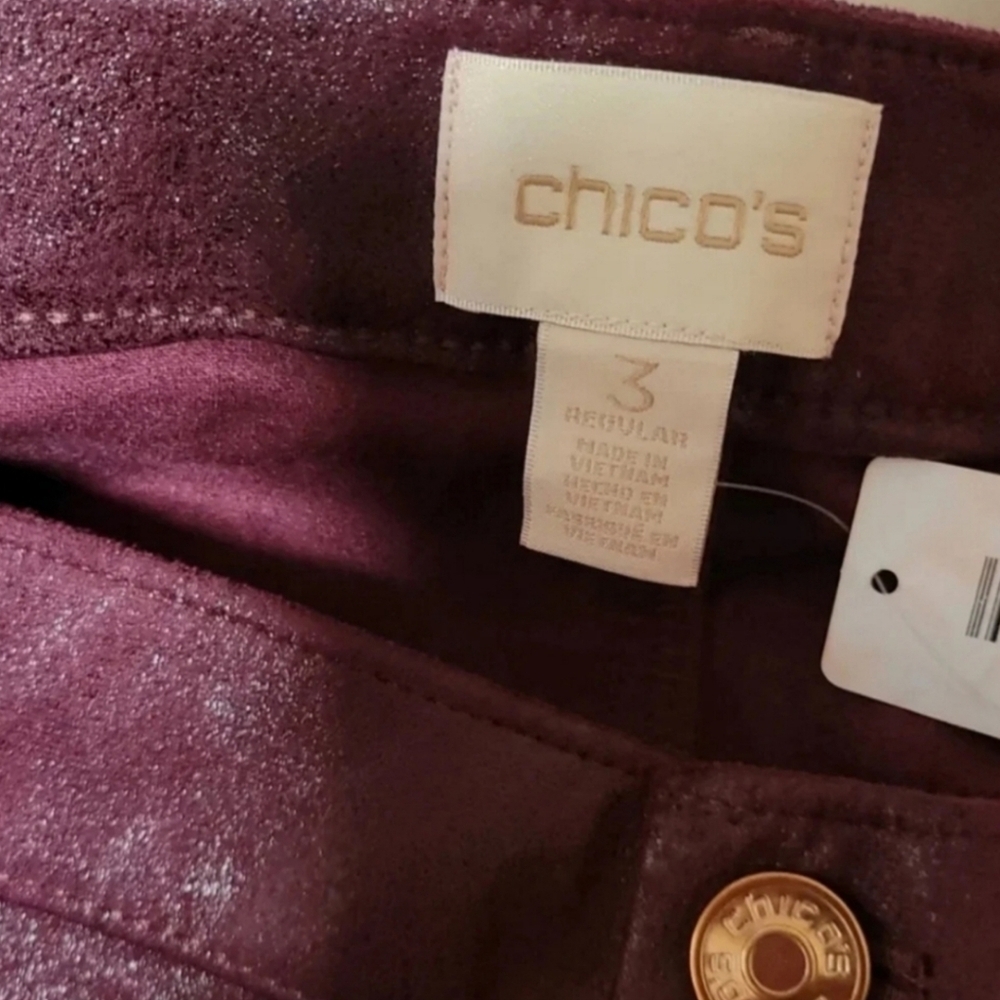 NWT Chico’s Faux Suede Knit Pull On Pants Monrovia Size 3 (16 - Picture 7 of 8